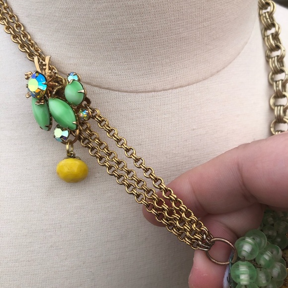 “Lemon Lime” 🍋 Hand crafted necklace from upcycled jewelry. One of a kind! - Picture 5 of 8